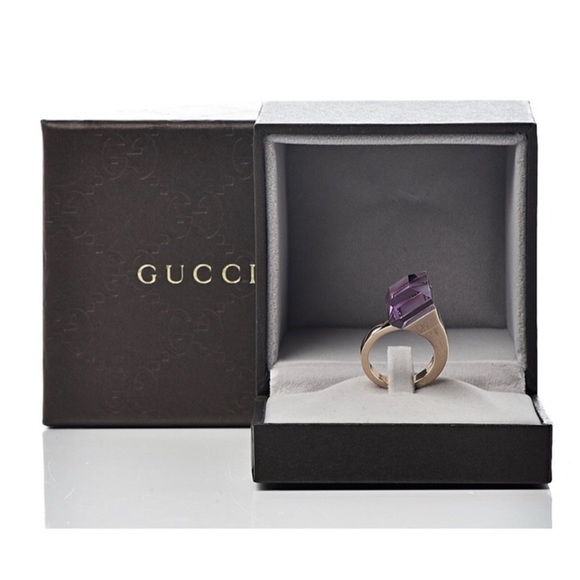 🤤💍💎💜 ⭐️GUCCI⭐️ 18K Yellow Gold Chiodo 💜 AMETHYST 💜 Ring size 35 5 💜💎💍 - Picture 15 of 15